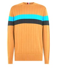 TOMMY HILFIGER TH Jersey de cuello redondo co&ntilde;ac / mono de ca&ntilde;a de az&uacute;car - Su&eacute;teres de los hombres - 5