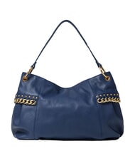 BRACCIALINI NORA Bolso de hombro de piel con cadena azul - Bolsos Mujer - 3