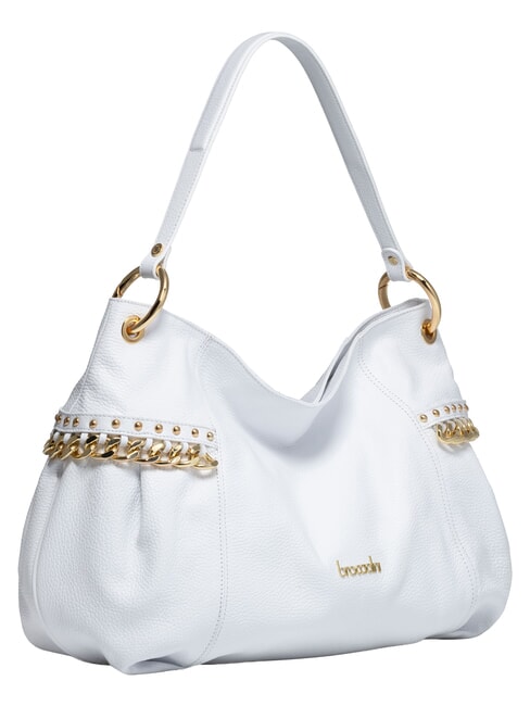 NORA Bolso de hombro de piel con cadena blanco - Bolsos Mujer