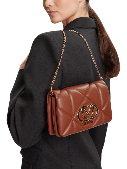 EMBOSSED Minibolso de hombro con cadena casta&ntilde;a - Bolsos Mujer