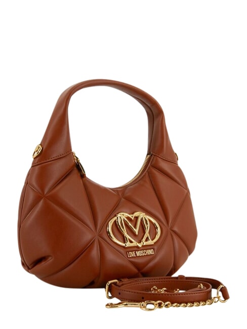 EMBOSSED Bolso de mano con correa para el hombro. casta&ntilde;a - Bolsos Mujer