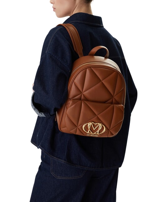 EMBOSSED Mochila con bolsillo frontal casta&ntilde;a - Bolsos Mujer
