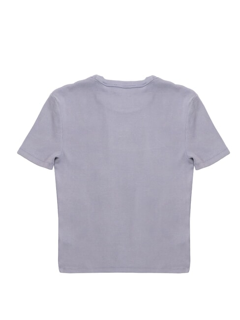 WASHED WOVEN LABEL Camiseta de algod&oacute;n de manga corta p&uacute;rpura - camiseta