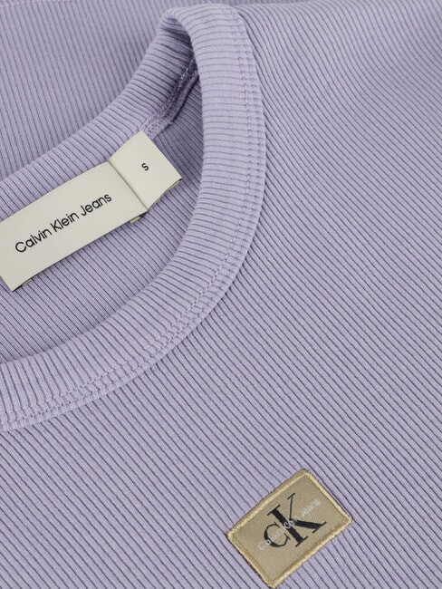 WASHED WOVEN LABEL Camiseta de algod&oacute;n de manga corta p&uacute;rpura - camiseta