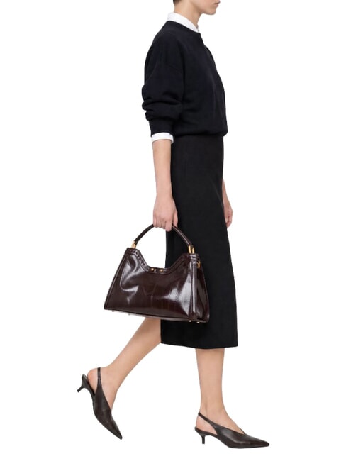AURORA Bolso de mano con correa para el hombro, de piel. rub&iacute; antiguo - Bolsos Mujer