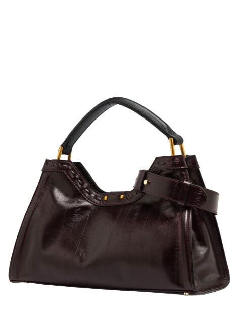 AURORA Bolso de mano con correa para el hombro, de piel. rub&iacute; antiguo - Bolsos Mujer