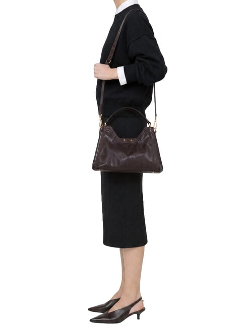 AURORA Bolso de mano con correa para el hombro, de piel. rub&iacute; antiguo - Bolsos Mujer