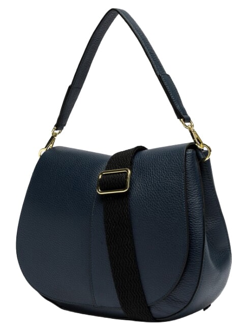 HELENA ROUND Bolso bandolera con correa para el hombro, de piel. AZUL - Bolsos Mujer