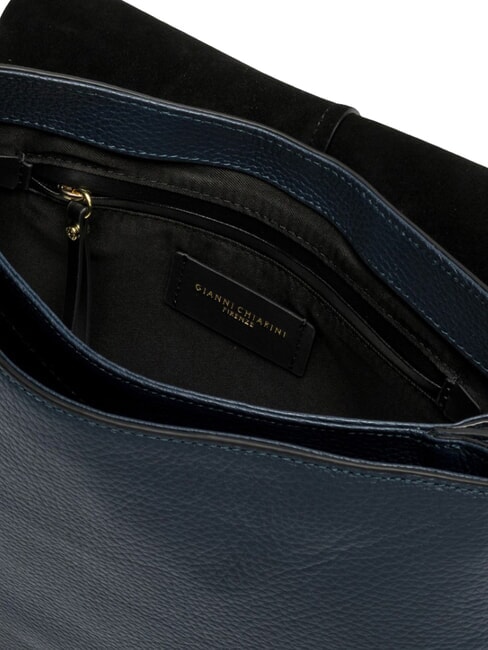 HELENA ROUND Bolso bandolera con correa para el hombro, de piel. AZUL - Bolsos Mujer