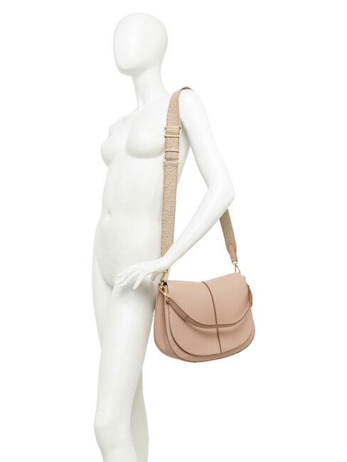 HELENA ROUND Bolso bandolera con correa para el hombro, de piel. AZUL - Bolsos Mujer