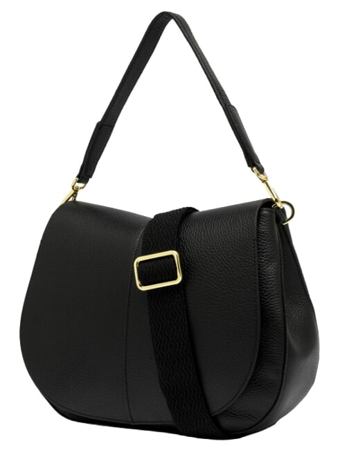 HELENA ROUND Bolso bandolera con correa para el hombro, de piel. negro - Bolsos Mujer