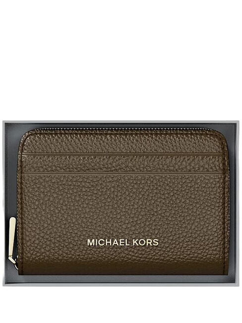 JET SET Tarjetero de piel con monedero loden - Carteras Mujer