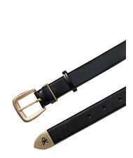 CALVIN KLEIN HW END TIP Cintur&oacute;n de cuero negro / oro claro antiguo - Cinturones - 3