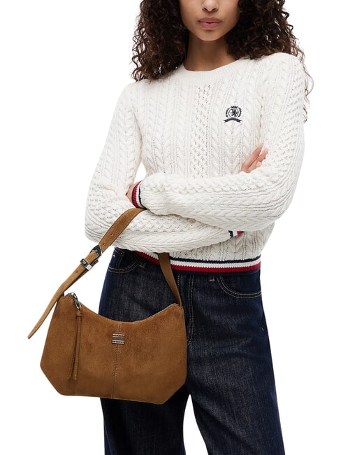 TJW SLOUCHY Bolso de hombro de piel de ante. caqui oscuro de las tierras altas - Bolsos Mujer
