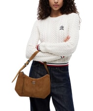 TOMMY HILFIGER TJW SLOUCHY Bolso de hombro de piel de ante. caqui oscuro de las tierras altas - Bolsos Mujer - 2