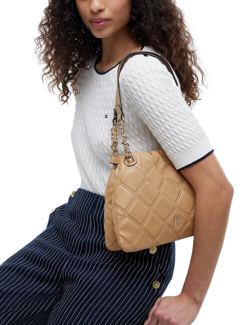 TH FEMININE Bolso de hombro acolchado caqui cl&aacute;sico - Bolsos Mujer