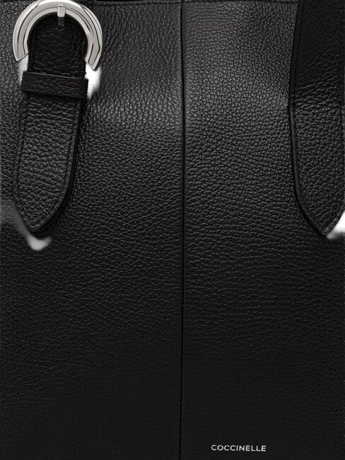 FERN Bolsa de compras de cuero negro - Bolsos Mujer
