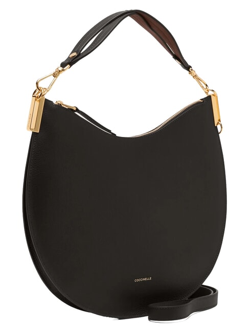 SUNUP Bolso de hombro mediano de piel negro/co&ntilde;ac - Bolsos Mujer