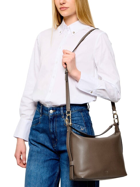 TONIE Bolso bandolera de piel con correa para el hombro gris lodoso - Bolsos Mujer