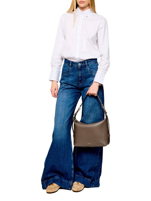 TONIE Bolso bandolera de piel con correa para el hombro gris lodoso - Bolsos Mujer
