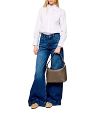 FURLA TONIE Bolso bandolera de piel con correa para el hombro gris lodoso - Bolsos Mujer - 6