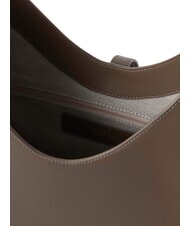 FURLA GOCCIA Bolso bandolera de piel gris lodoso - Bolsos Mujer - 3