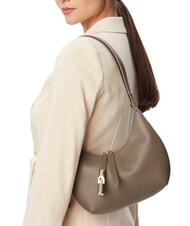 FURLA GOCCIA Bolso bandolera de piel martillada gris lodoso - Bolsos Mujer - 2