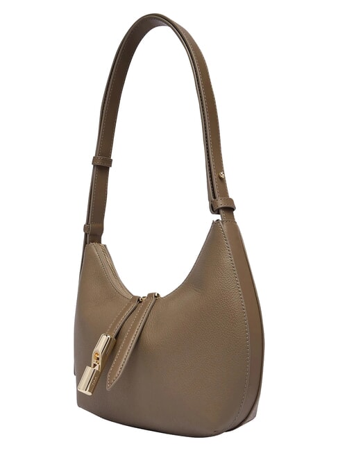 GOCCIA Bolso bandolera de piel martillada gris lodoso - Bolsos Mujer
