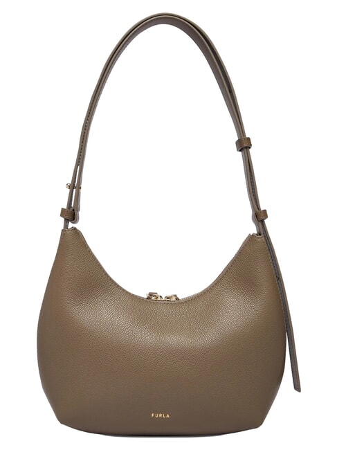 GOCCIA Bolso bandolera de piel martillada gris lodoso - Bolsos Mujer