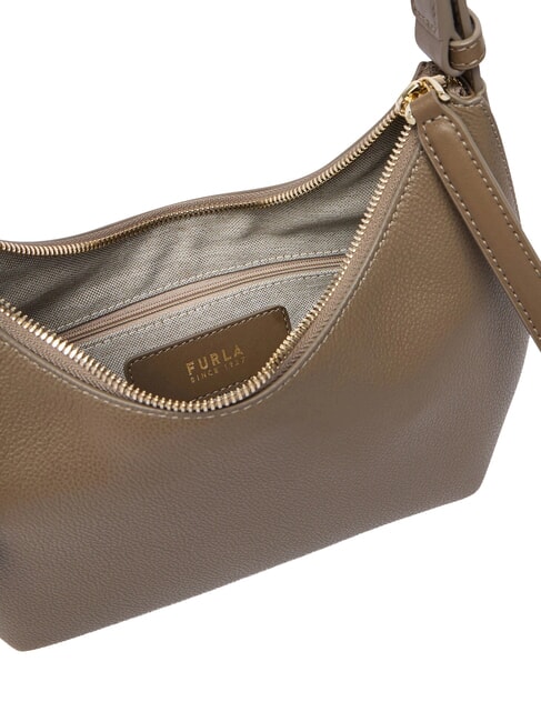 GOCCIA Bolso bandolera de piel martillada gris lodoso - Bolsos Mujer