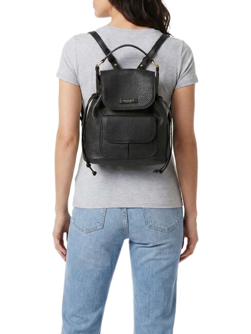 MARTINA Mochila de cuero martillado Oro negro - Bolsos Mujer