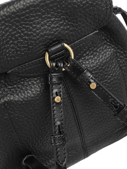 MARTINA Mochila de cuero martillado Oro negro - Bolsos Mujer