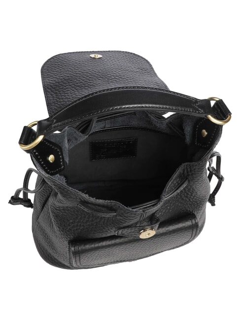 MARTINA Mochila de cuero martillado Oro negro - Bolsos Mujer