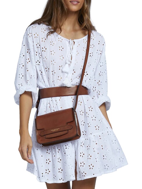 LUCREZIA Mini bolso de hombro moca con oro - Bolsos Mujer