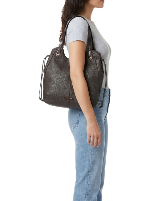 MARTINA Bolso de hombro de piel moca con oro - Bolsos Mujer
