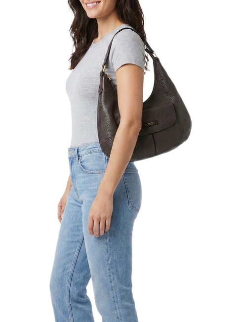 MARTINA Bolso de hombro de piel moca con oro - Bolsos Mujer