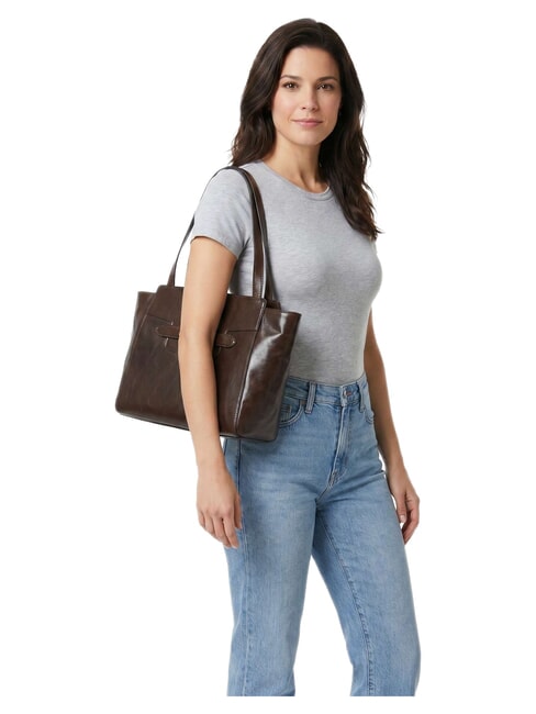 LUCREZIA Bolso de compras de piel para el hombro moca con oro - Bolsos Mujer