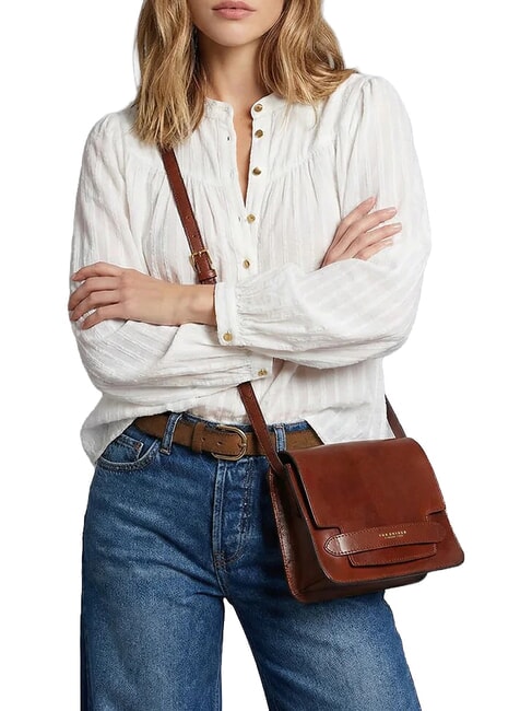 LUCREZIA Mini bolso de hombro moca con oro - Bolsos Mujer