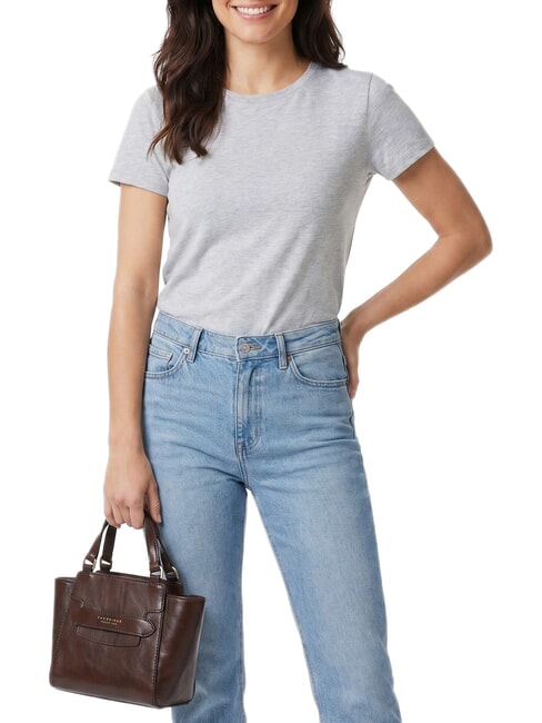 LUCREZIA Bolso de piel con bandolera moca con oro - Bolsos Mujer