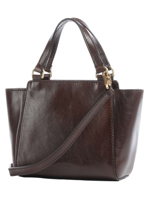 LUCREZIA Bolso de piel con bandolera moca con oro - Bolsos Mujer
