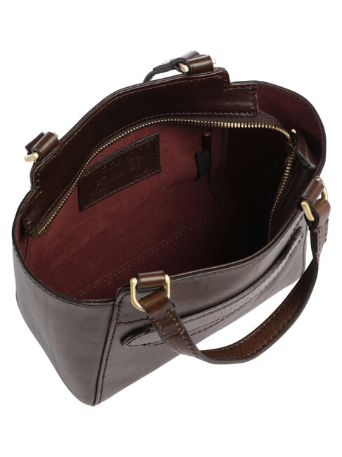 LUCREZIA Bolso de piel con bandolera moca con oro - Bolsos Mujer