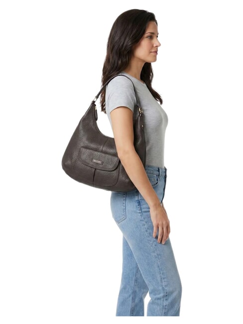 MARTINA Bolso de hombro de piel moca con oro - Bolsos Mujer
