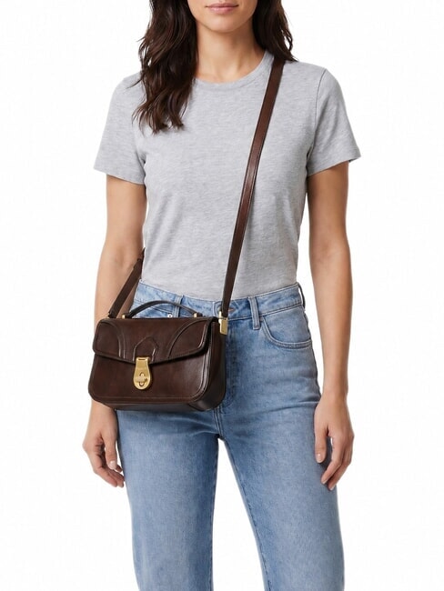MIA Bolso de hombro de piel moca con oro - Bolsos Mujer