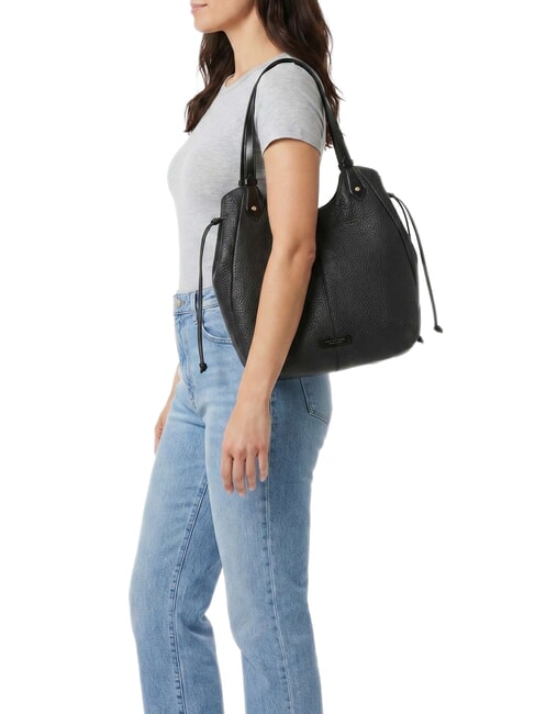 MARTINA Bolso de hombro de piel Oro negro - Bolsos Mujer