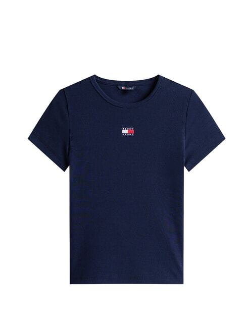 TH JEANS Camiseta de manga corta acanalada azul marino noche oscura - camiseta