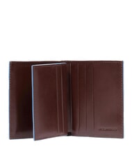 PIQUADRO BLUE SQUARE Tarjetero de piel con solapa CAOBA - Carteras Hombre - 2