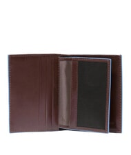 PIQUADRO BLUE SQUARE Tarjetero de piel con solapa CAOBA - Carteras Hombre - 3