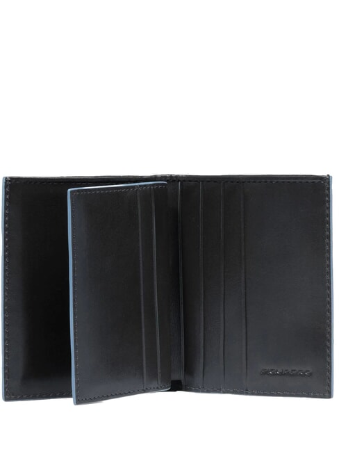BLUE SQUARE Tarjetero de piel con solapa negro - Carteras Hombre
