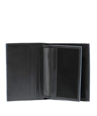 PIQUADRO BLUE SQUARE Tarjetero de piel con solapa negro - Carteras Hombre - 3