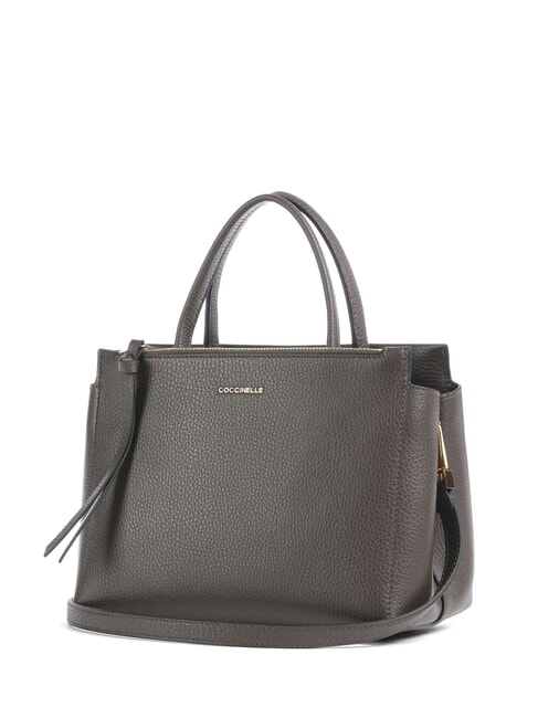 ARLETTIS Bolso de mano de piel martillada lodo - Bolsos Mujer